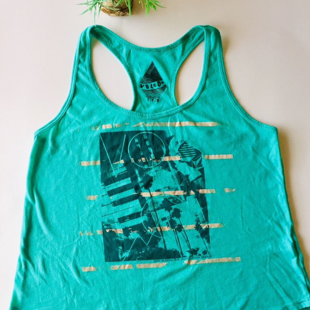 Volcom sz Sm, sea foam green, trapeze tank top